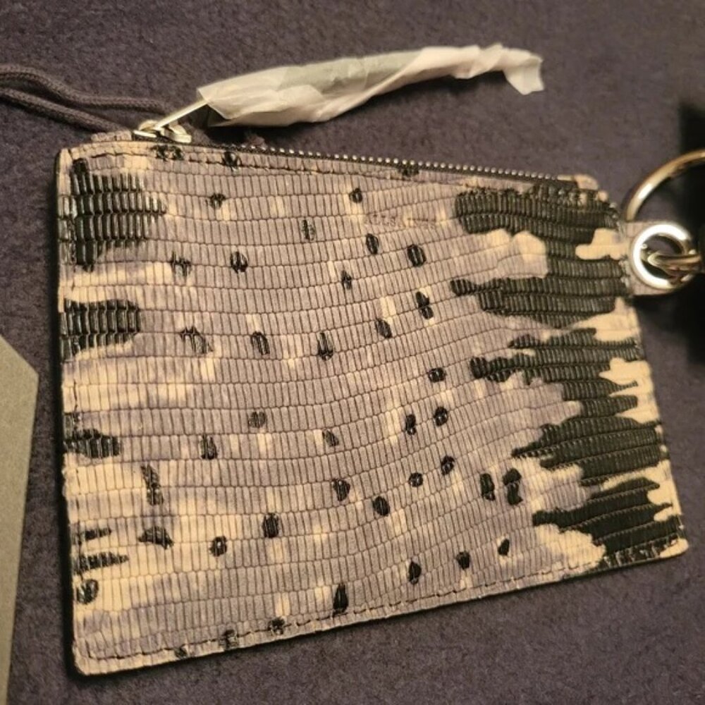 NWT All Saints Hocker Leather Key Fob ID Card holder Coin Purse Dual Pouch Grey - Picture 9 of 10